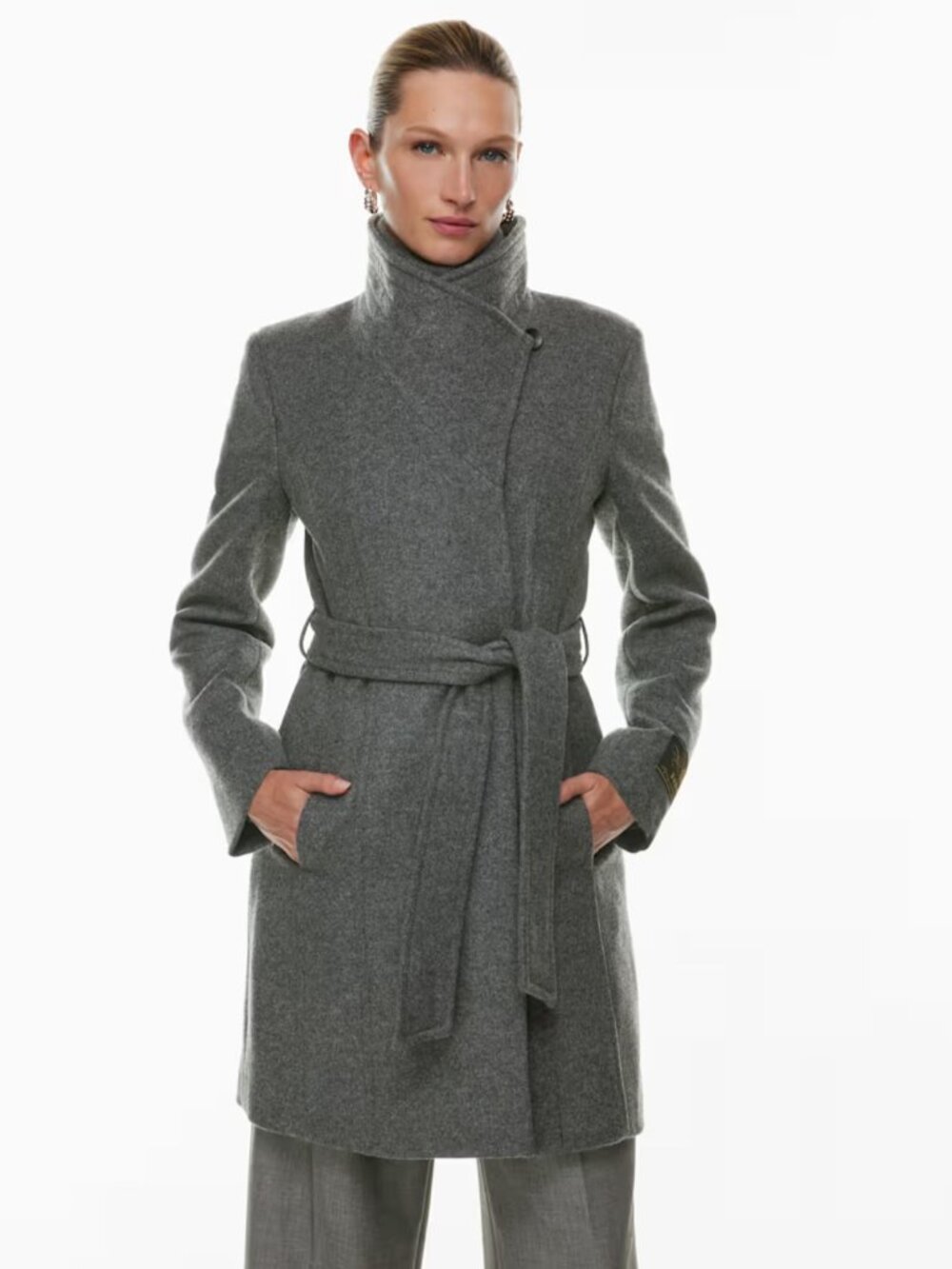 NWT Aritzia The Connor Coat Soft Wool Cashmere Heather Charcoal L